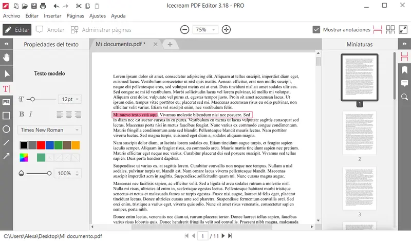Edita el texto del PDF o añade uno nuevo Edita el texto del PDF o añade uno nuevo